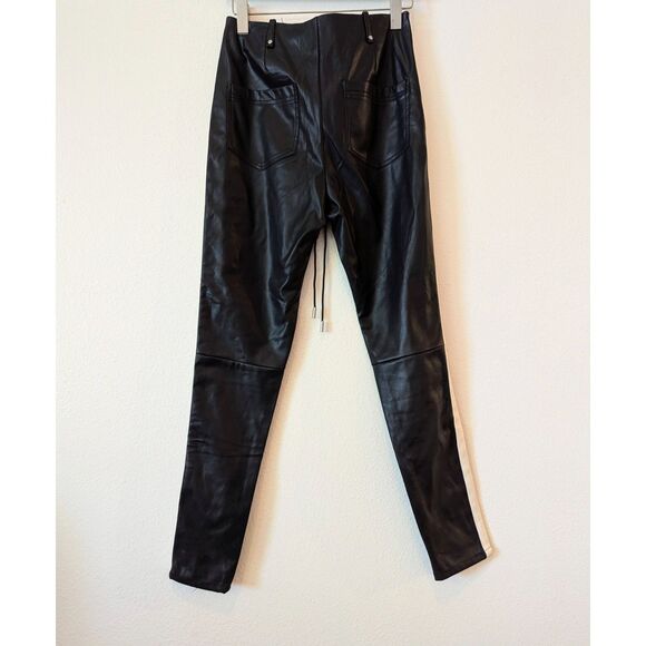 Fashion Nova Janice lace-up faux leather high waisted pants  Sz L - Picture 3 of 8